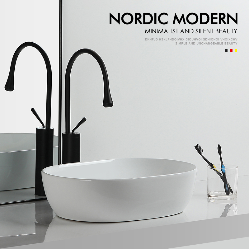Nordic minimal ceramic table basin bathroom oval wash basin bathroom 35CM width