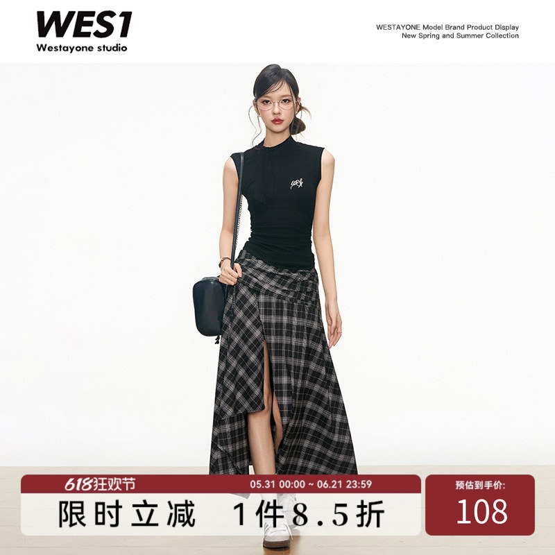 [New Product on May 8Th] Westayone Designer Plaid Skirt + Bow Knitted Vest Top