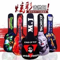 Personality folk guitar bag 41 inch 40 inch painted shoulder thick waterproof classical wooden guitar bag for students