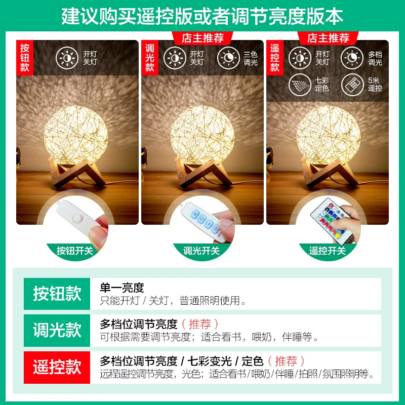 Creative table lamp for bed, atmospheric night light, star projection