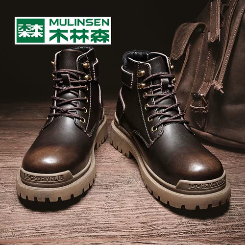 Martens, демисезонные утепленные туфли, из натуральной кожи