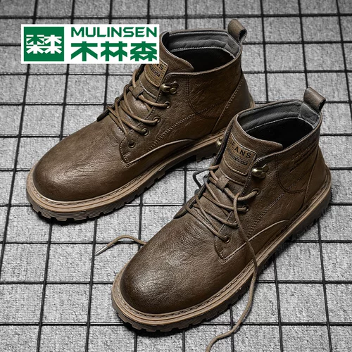 Martens, мужские зимние ботинки в английском стиле, из натуральной кожи