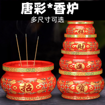 Large Red Tang Color Incense Burner for Buddhist Home Indoor Ceramics dedicated to Incense Burner Buddhist Buddha Incense Burning Incense Burner