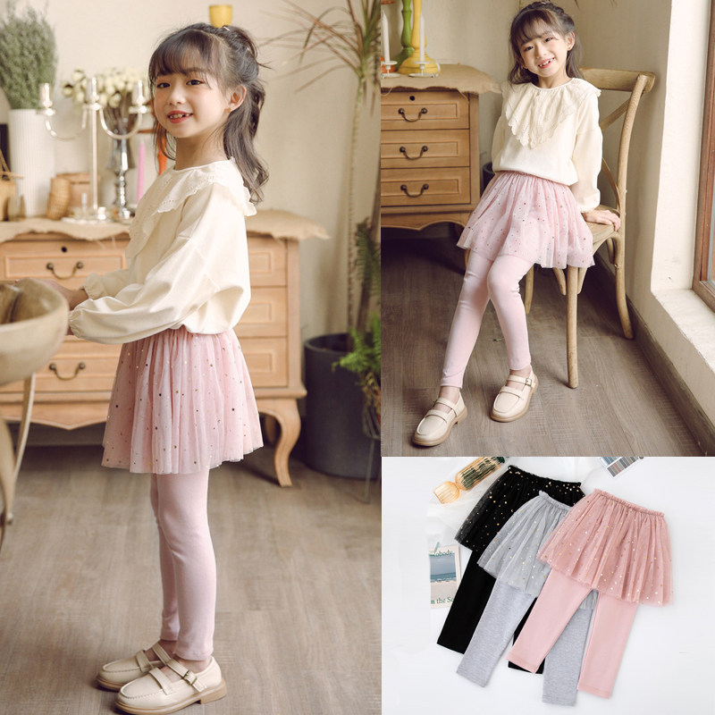 Girl Pants Skirt Fake two inside Pants Children Spring Autumn Pants Baby Skirt Pants Pure Cotton Outwear Long Pants Girl dress