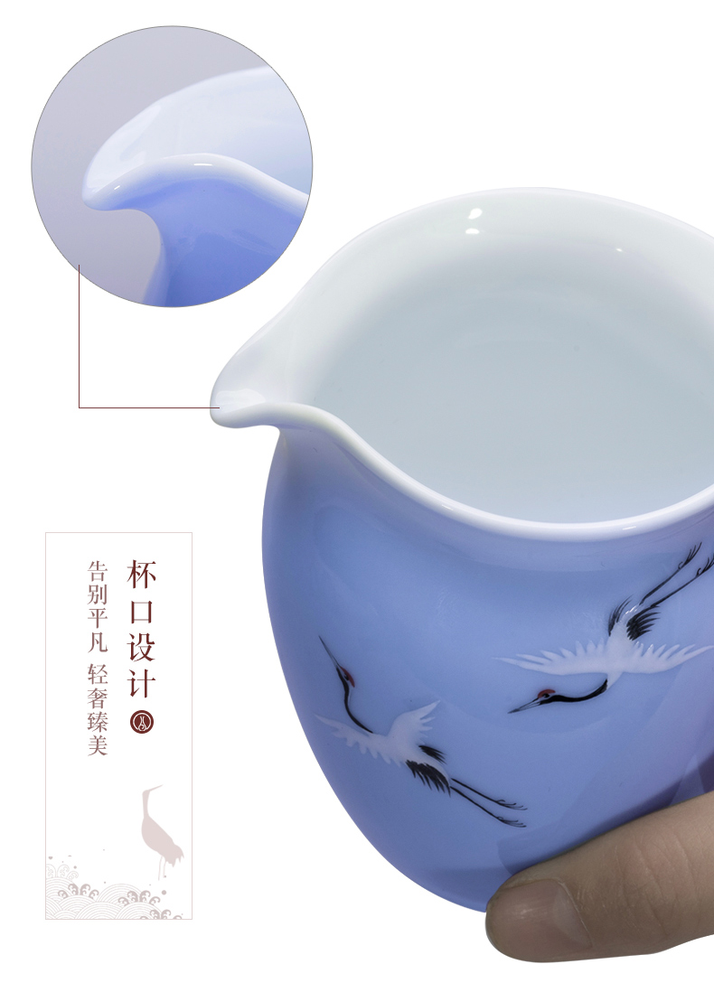 Jingdezhen cranes suit household ceramic cups hand - made kung fu tea set modern household contracted tea gift boxes