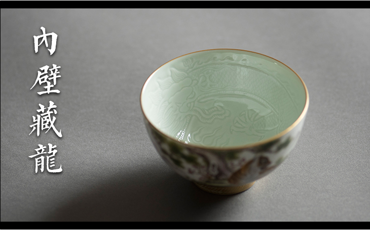 Jingdezhen tea pure hand - made colored enamel crouching tiger, hidden dragon sample tea cup ceramic kung fu tea master cup single CPU