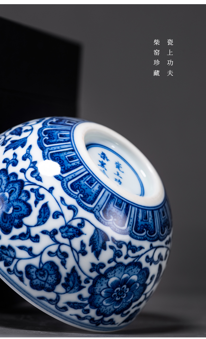 Blue and white porcelain of jingdezhen maintain ceramics hand - made flowers master cup kung fu tea cup sample tea cup tea bowl