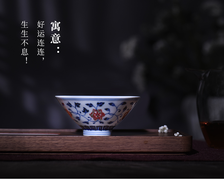 Jingdezhen blue and white youligong sample tea cup tea kungfu tea cup pure manual single CPU master hand cup perfectly playable cup