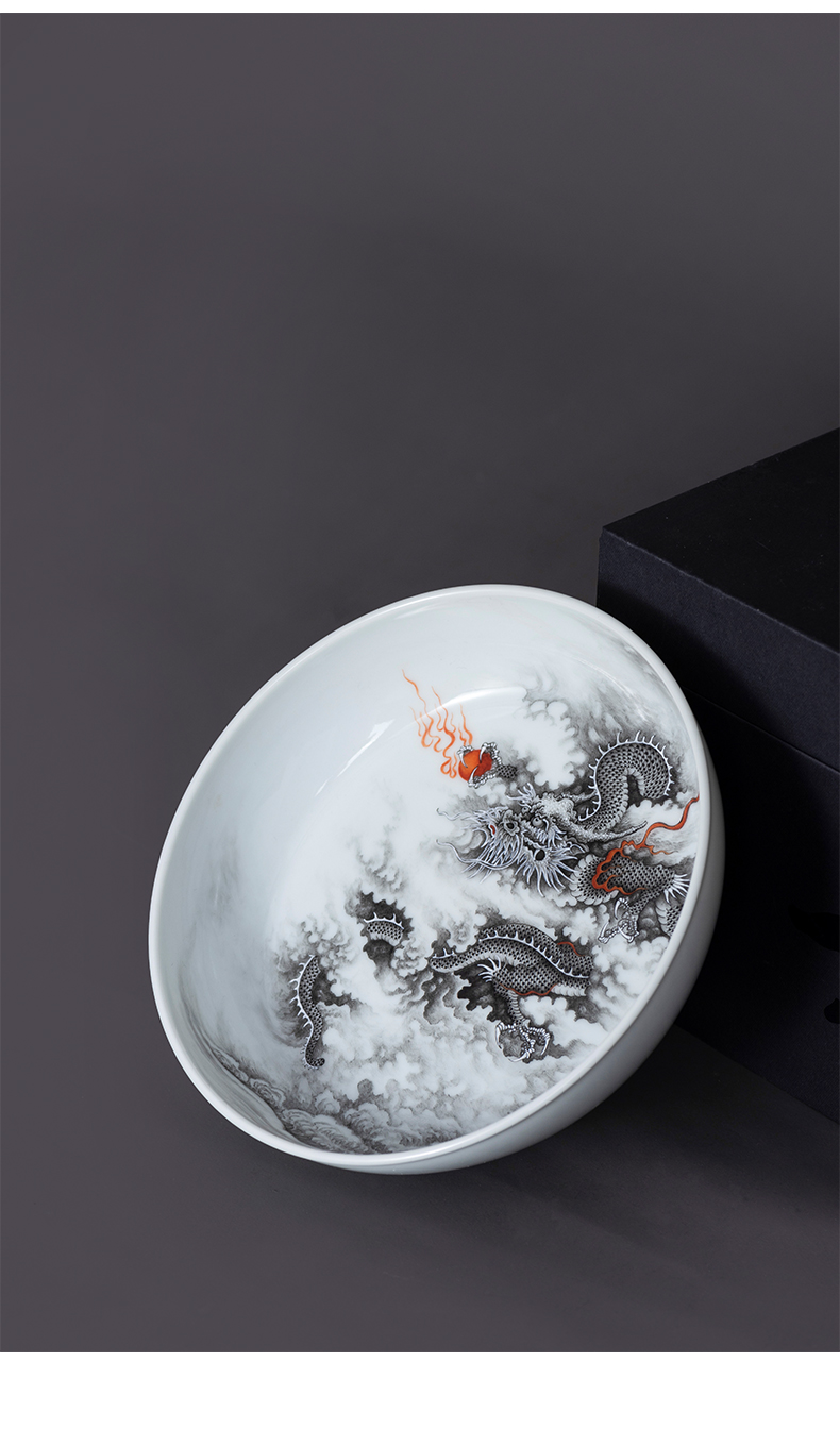 Dragon tea tray was jingdezhen porcelain on kung fu pure manual ink kung fu tea accessories supporting plate of high - end ceramic pot