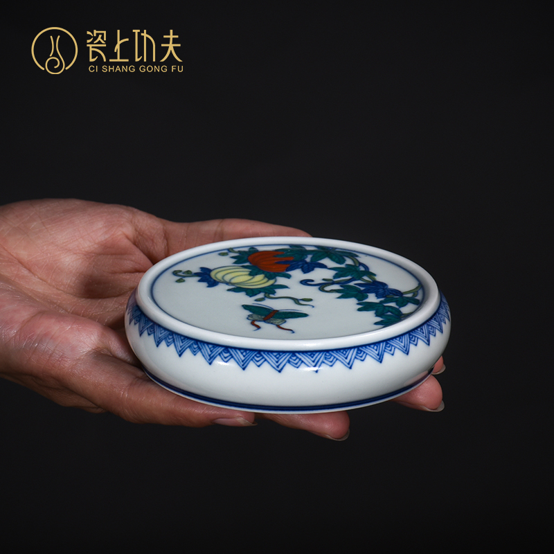 Jingdezhen bucket color blue cover rear lid doesn the lid checking ceramic lid frame tea tea tea accessories