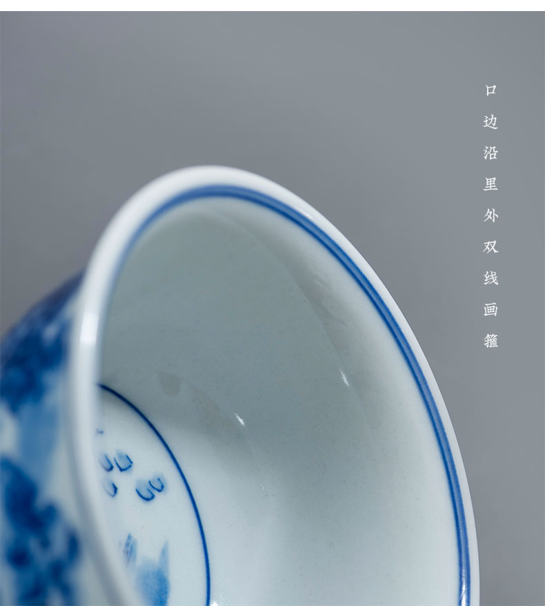 Jingdezhen imitation Ming yongle blue and white hand of master cup pure manual hand - made kung fu tea sample tea cup single CPU