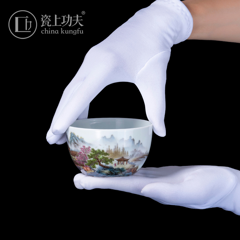 Jingdezhen loft manual hand - made color ink landscape ceramic masters cup kung fu tea tea set single cup large bowl