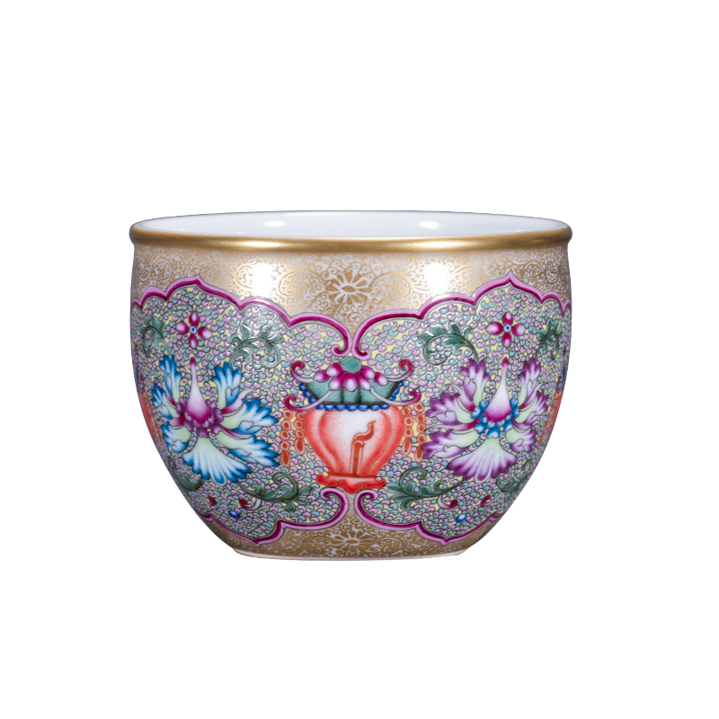 Flowers colored enamel porcelain on kung fu bao phase master cup single cup of jingdezhen ceramic cup sample tea cup by hand