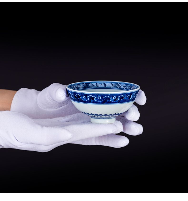 Jingdezhen maintain tea kungfu tea cup of pure checking this phase the pattern master sample tea cup of blue and white porcelain cup