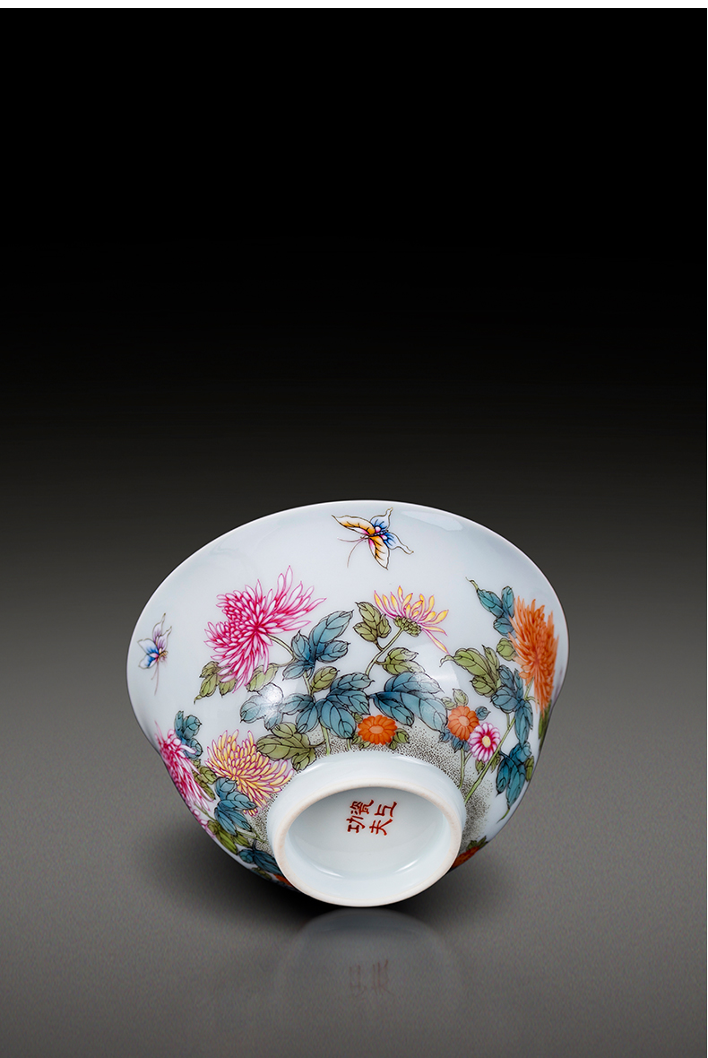 Manual hand - made colored enamel porcelain on kung fu Zou Juhua sample tea cup jingdezhen ceramic master kung fu tea cup