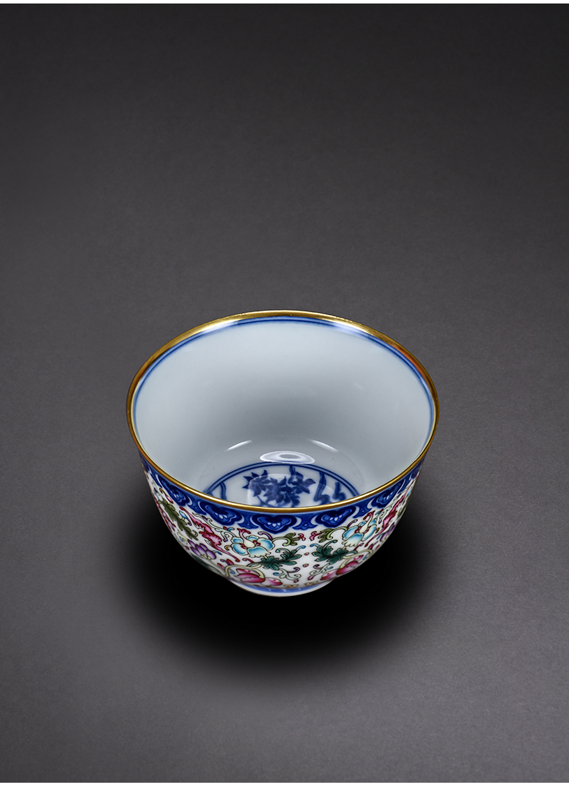 Jingdezhen ceramic cups from the single master cup of pure hand - made porcelain sample tea cup high - grade colored enamel tea set