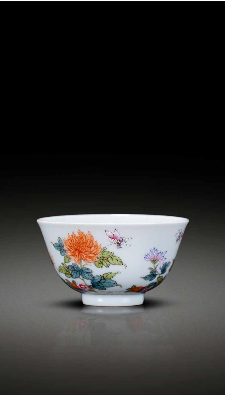 Manual hand - made colored enamel porcelain on kung fu Zou Juhua sample tea cup jingdezhen ceramic master kung fu tea cup