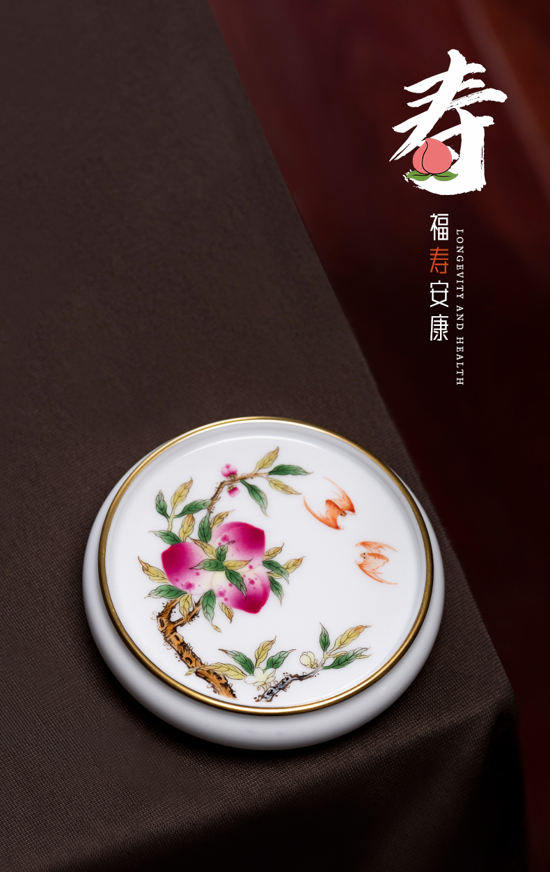 Porcelain on kung fu checking peach colored enamel Porcelain cover rear jingdezhen cover tea accessories