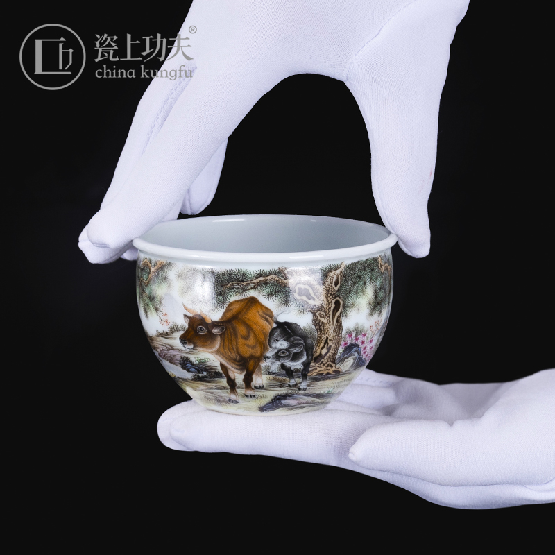 Hand - made colored enamel porcelain on kung fu wring kung fu tea cups of jingdezhen ceramic masters cup cylinder cup of the big bowl