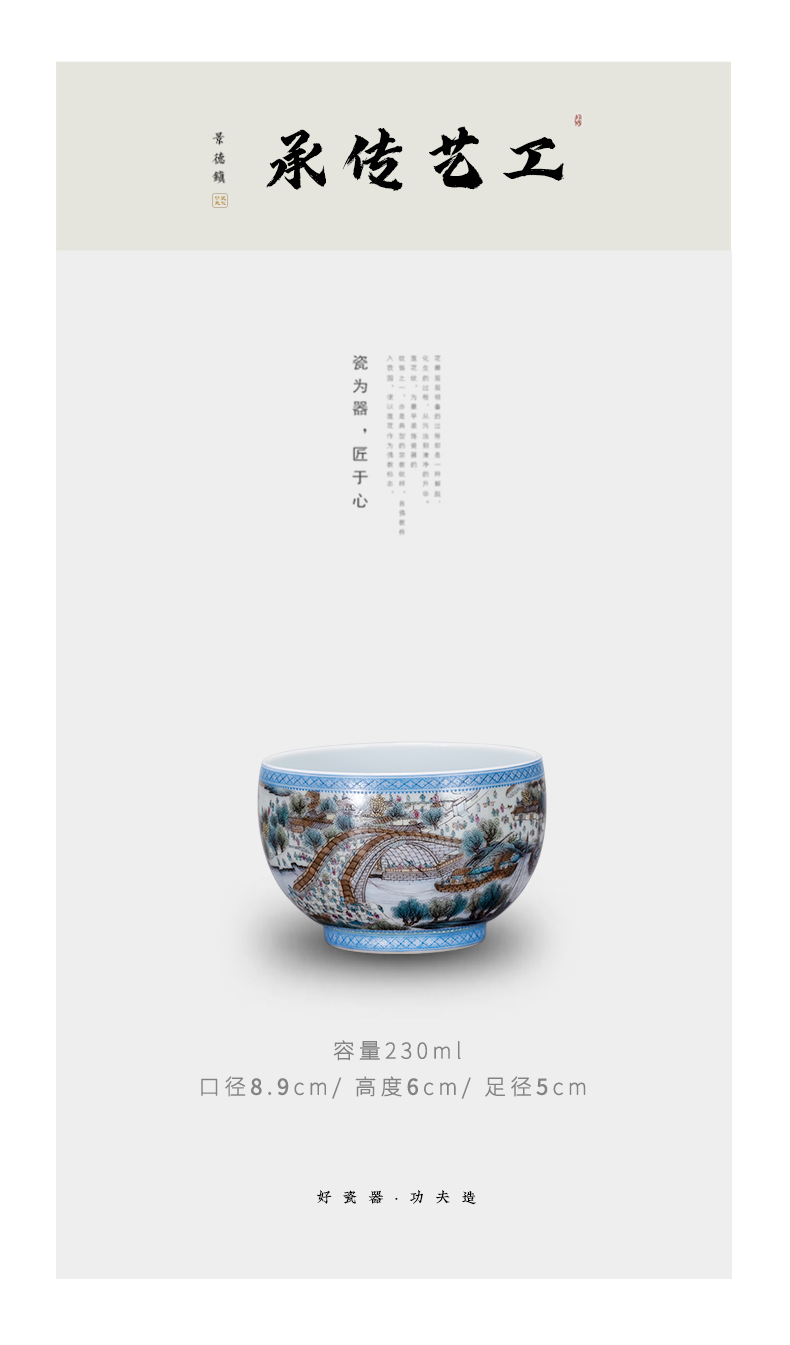 Porcelain kung fu tea cups on heavy pastel painting masters cup clear large jingdezhen tea by hand