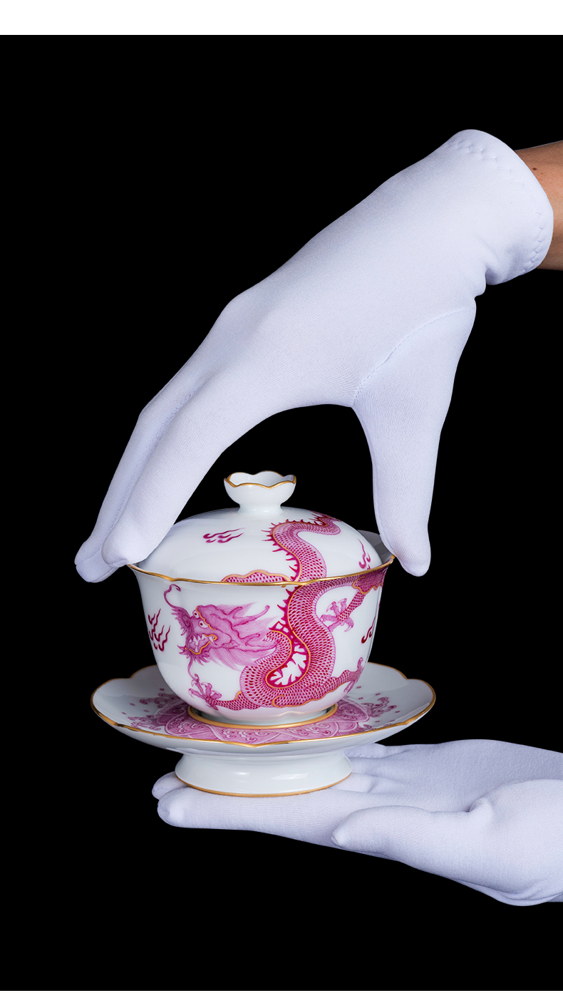 Manual hand - made porcelain on kung fu from the three tureen jingdezhen ceramic cups only single not hot tea bowl