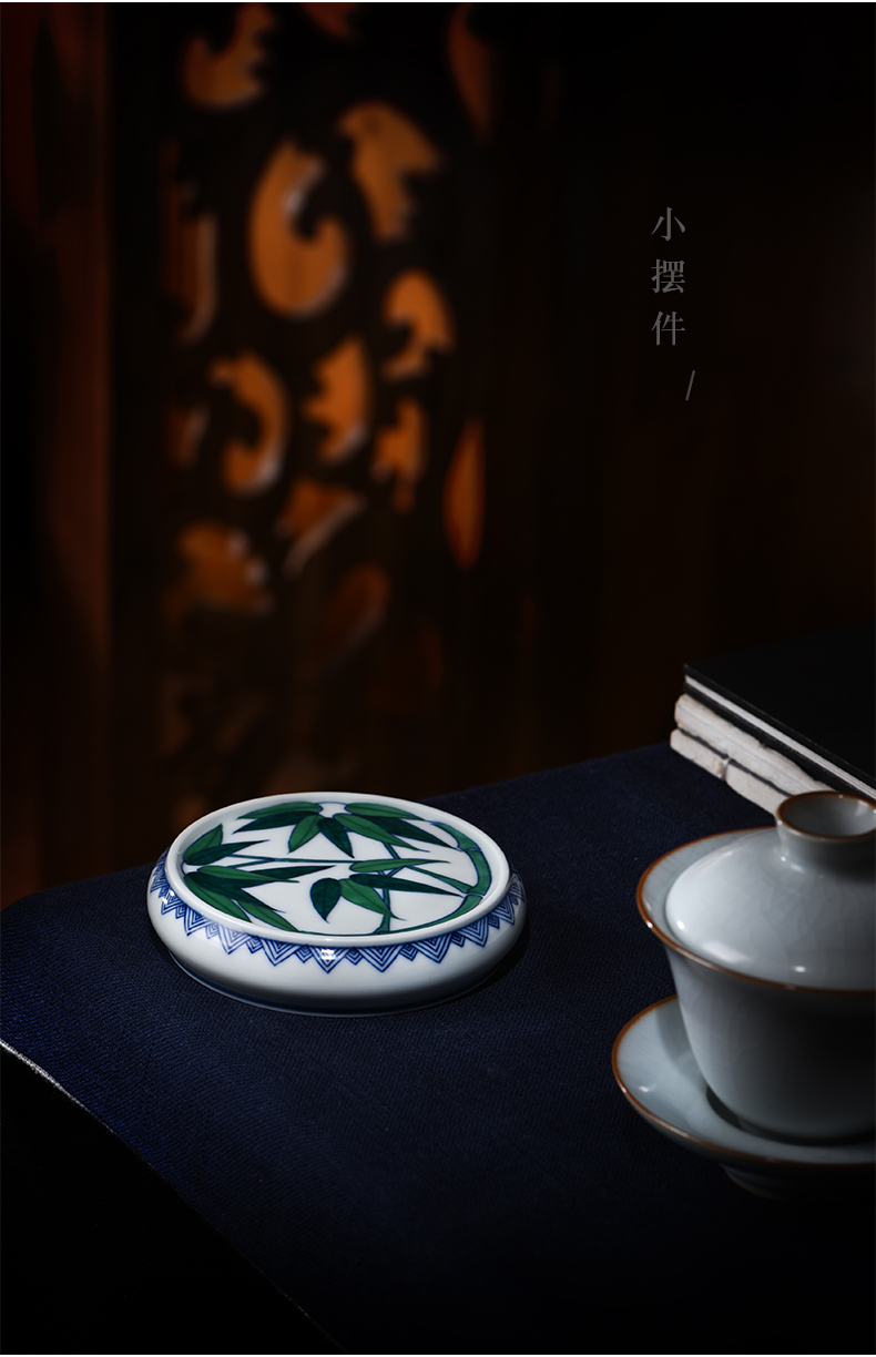 Jingdezhen bucket color blue cover rear lid doesn the lid checking ceramic lid frame tea tea tea accessories