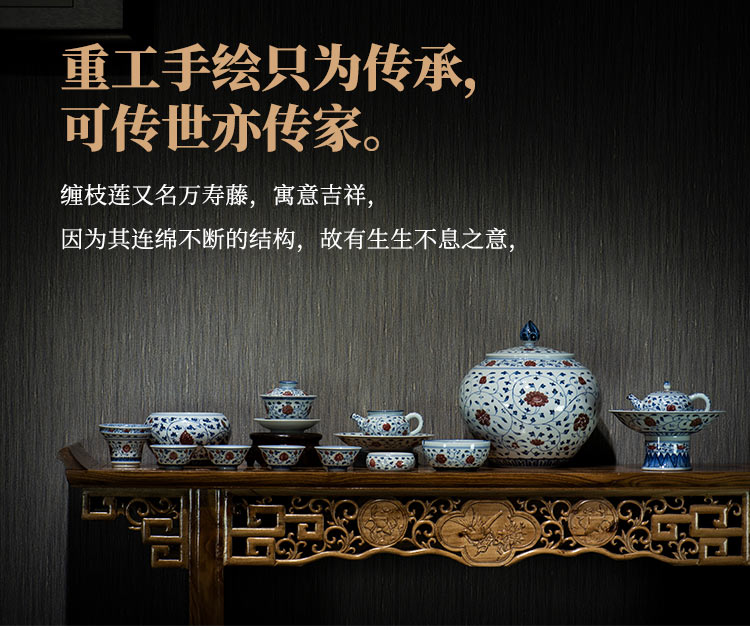 Jingdezhen blue and white porcelain kongfu master cup of pure manual youligong high - end tea cup single sample tea cup