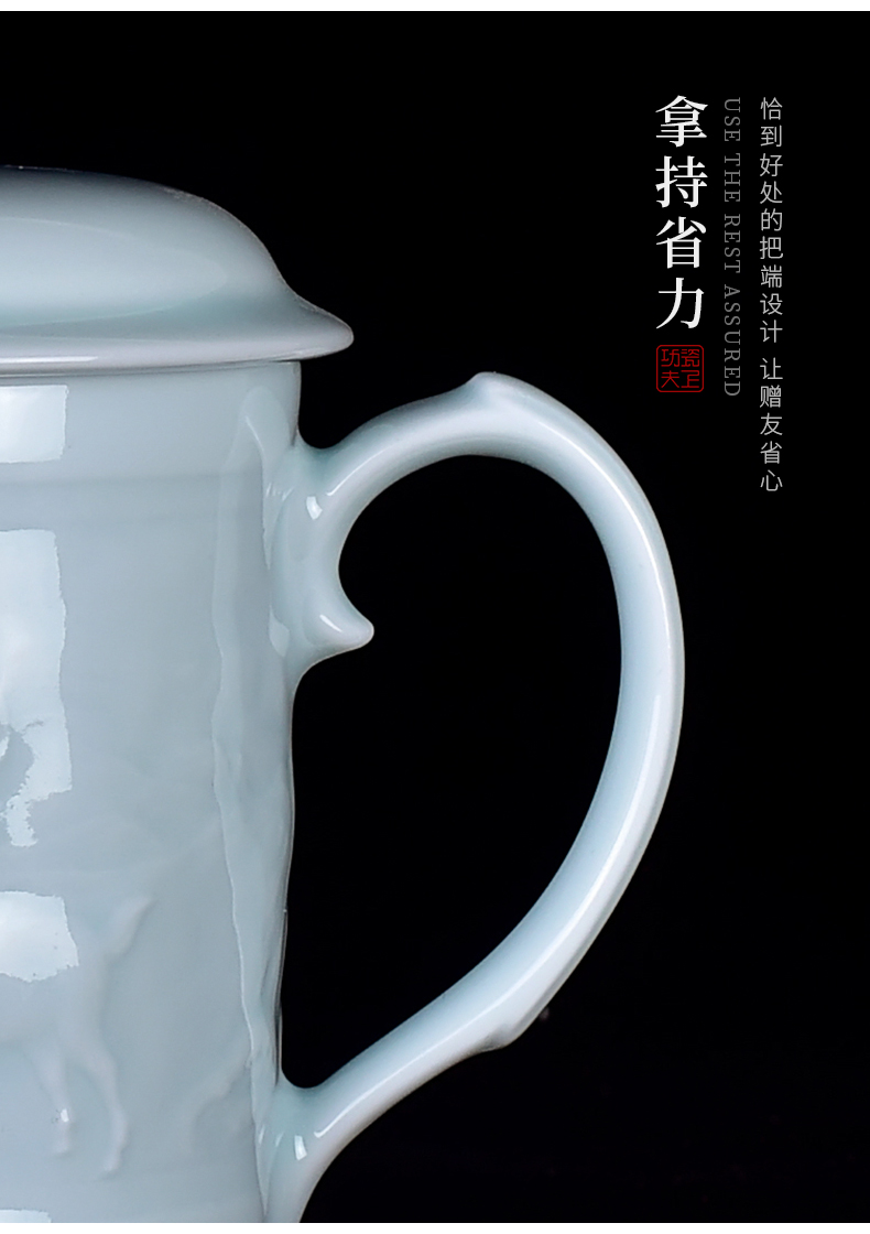 Jingdezhen office cup custom with cover cup zodiac business Mid - Autumn festival gifts gifts men tea cup