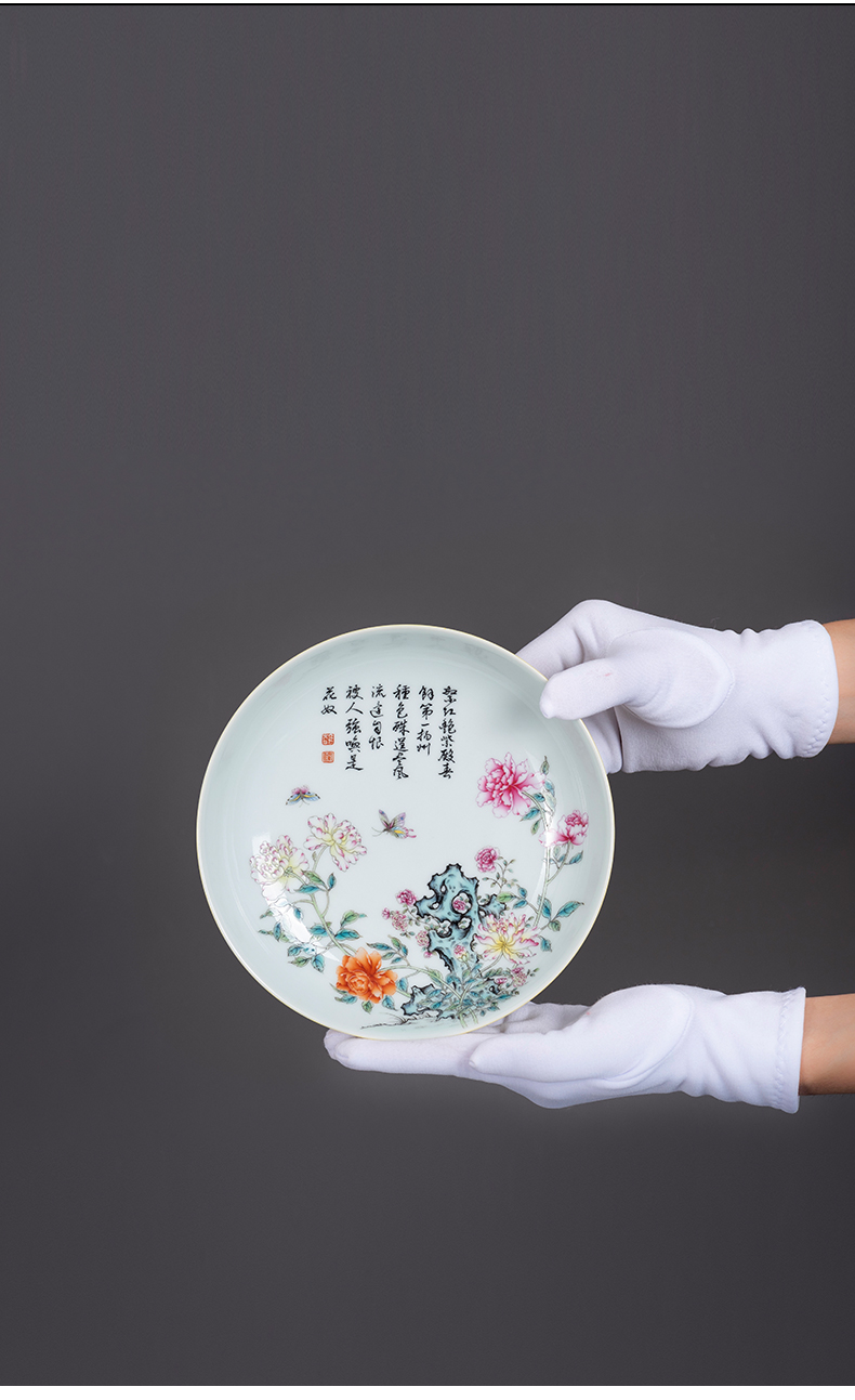 Checking porcelain on kung fu will hand pot peony kung fu tea accessories jingdezhen ceramic tray was high - end tea tray