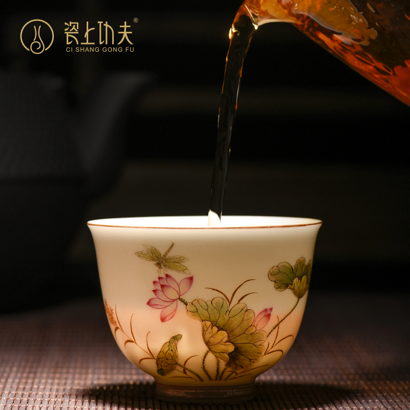 Jingdezhen tea tea set of checking the sample tea cup, master cup huai hand - made kung fu small single glass ceramic cups