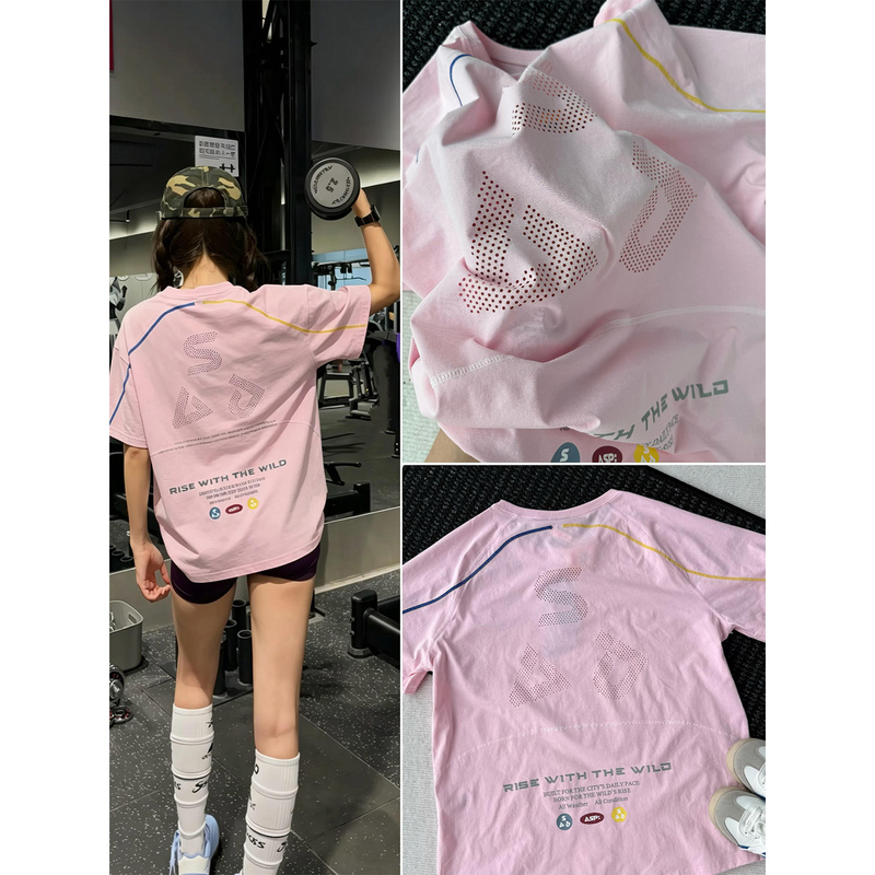 Dopamine Color-Block Mesh Quick-Dry Short-Sleeve Unisex Summer Badminton Training Suit Outdoor Cycling T-Shirt