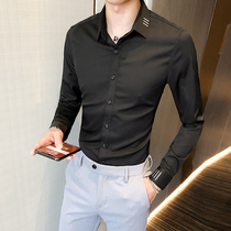 Summer new mens long sleeves shirt Korean version casual trend hair stylist sashimi white shirt male blouse