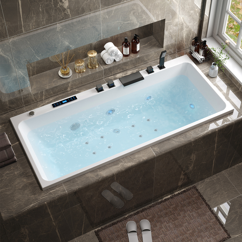 Embedded Bathtub Acrylic with Jet Massage for Home Use, Adult Inlaid Brick Smart Constant Temperature Heating Bath