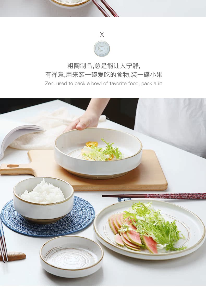 Japanese and wind tableware to eat bread and butter dish dish dish household ceramic dishes soup bowl of salad bowl set tableware portfolio