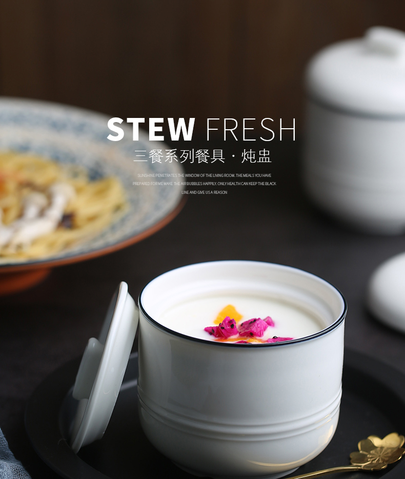 Jing tang bird 's nest ceramic stew stew waterproof double cover with small tank cover pot soup cup pure white stew pot