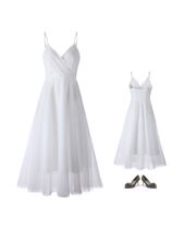 Temperament mesh skirt 2020 seaside beach skirt five-layer holiday fairy waist long skirt suspender white dress 