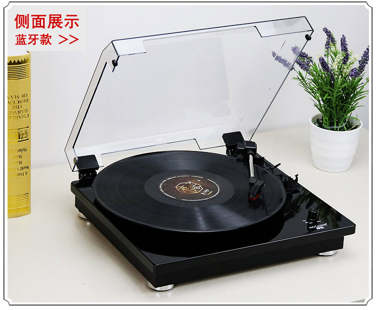 đầu đĩa than yamaha gt 2000 Máy ghi âm Mofan retro cổ máy ghi âm LP vinyl đơn giản cổ máy ghi âm cũ tích hợp âm thanh nổi Bluetooth - Máy hát đầu đĩa than có bluetooth