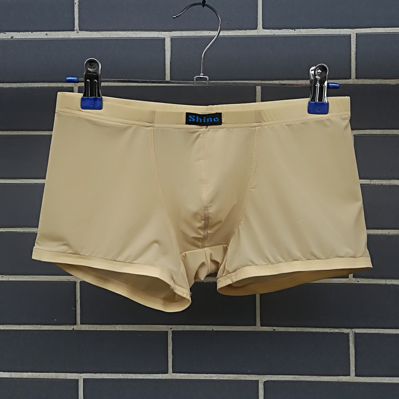 Jun cũng nam lụa băng trong suốt boyshort đồ lót liền mạch siêu mỏng siêu nhanh khô nhanh bó sát thanh niên quần short eo thấp quần lọt khe nam