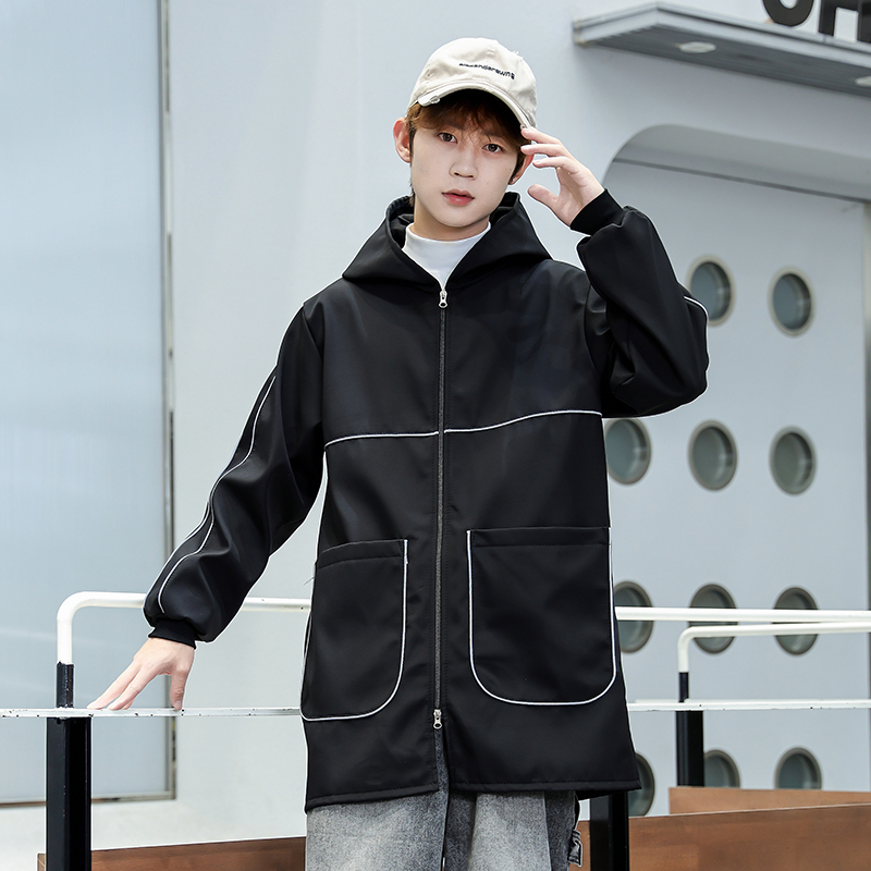 Men's Waterproof Fleece-Lined New Workwear Stain-Resistant Zipper Jacket Loose Fashion Hooded Windbreaker with Logo