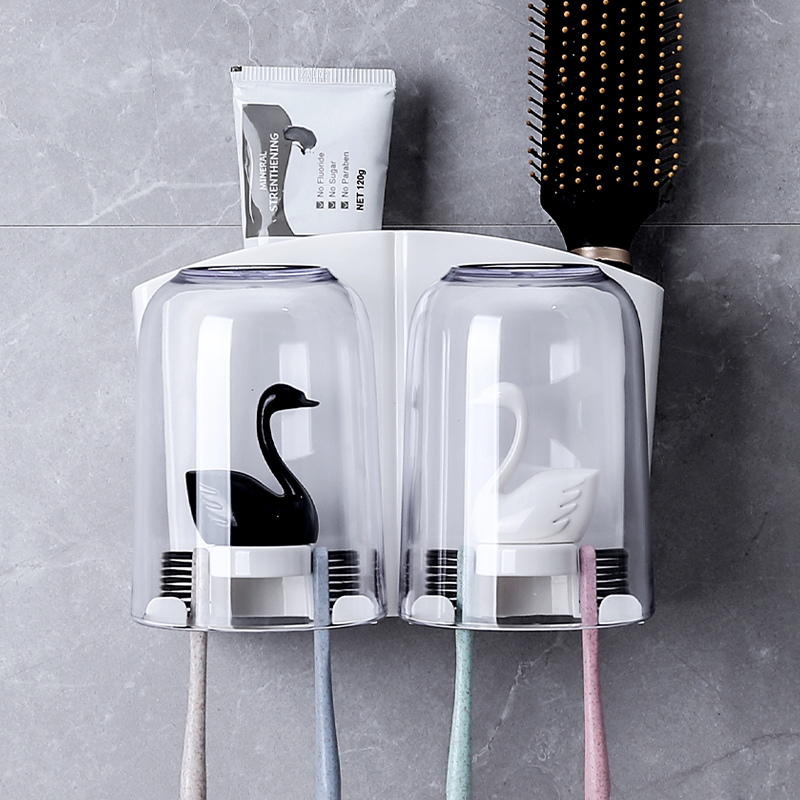 Toothbrush Racks HOME MAKEUP ROOM WALL-MOUNTED TOOTHBRUSH HOLDER COUPLES FREE OF PUNCH WASH TOILETRIES CUP SUITS TRANSPARENT TOOTHBRUSH CUPS