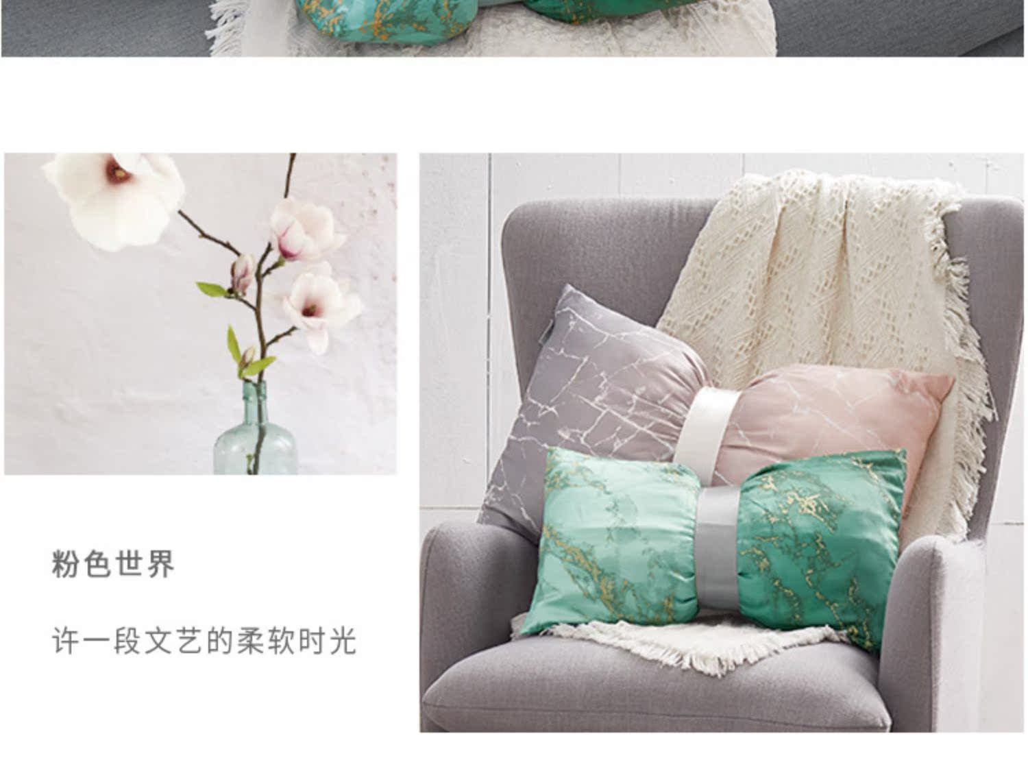 Bow Gối Mẫu đá cẩm thạch mới Silk phòng khách Gối Sofa Bắc Âu Wind Bed Pink Cover Cover - Trở lại đệm / Bolsters Gối hình thú cho bé