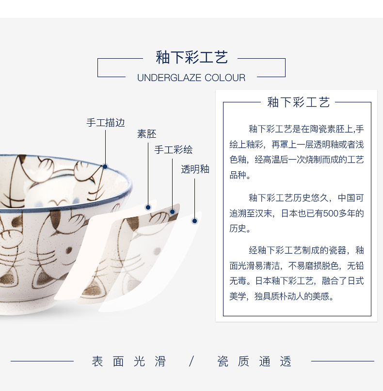 Japan have valley up ceramic household utensils Japanese rice bowls rainbow such as bowl dish express cartoon plate crystal blue cat