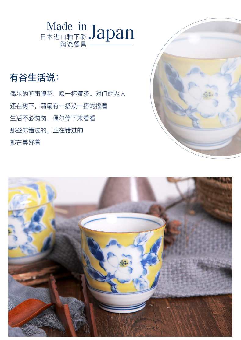 Japan has a valley up ceramic cup under the glaze color Huang Cai pattern glass cups Japanese household glass cups