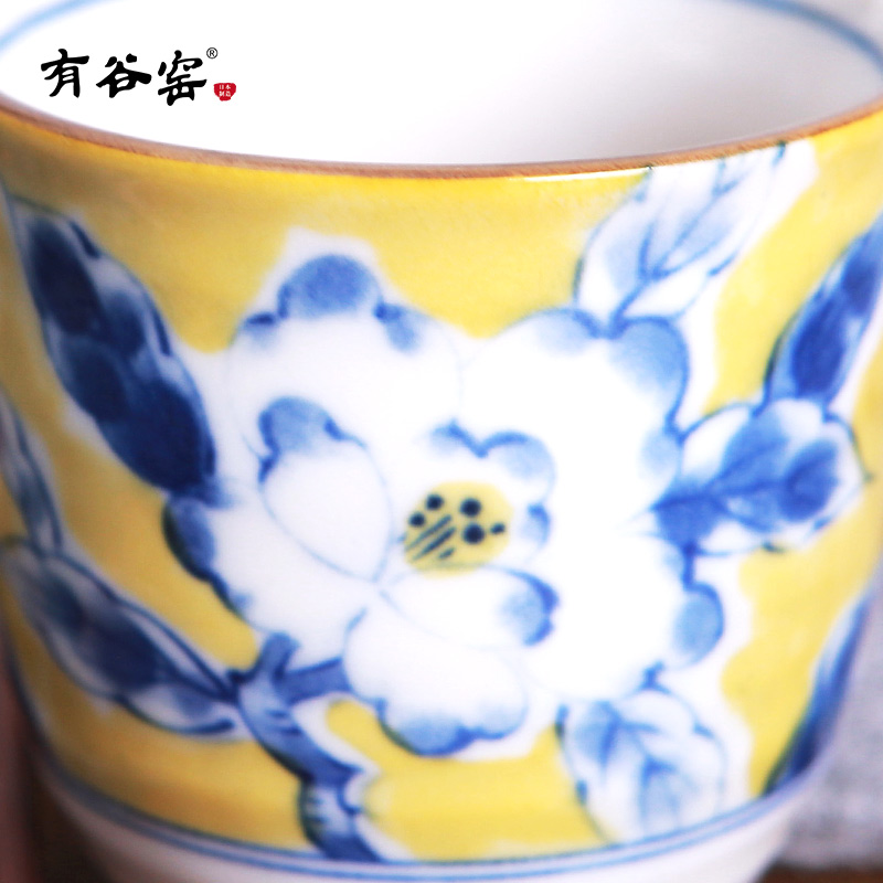 Japan has a valley up ceramic cup under the glaze color Huang Cai pattern glass cups Japanese household glass cups