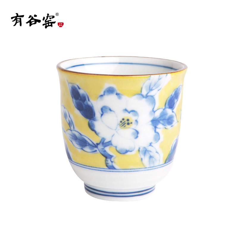 Japan has a valley up ceramic cup under the glaze color Huang Cai pattern glass cups Japanese household glass cups