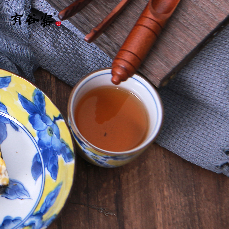 Japan has a valley up ceramic cup under the glaze color Huang Cai pattern glass cups Japanese household glass cups