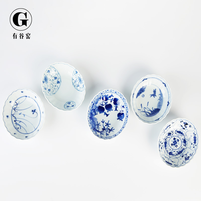 Japanese ceramics tableware blue winds have valley up hall under the glaze color and wind restoring ancient ways is the oval 17 Japanese food dish soup plate