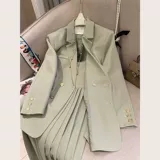 Комплект, модный пиджак классического кроя, костюм, платье, в стиле Шанель, яркий броский стиль