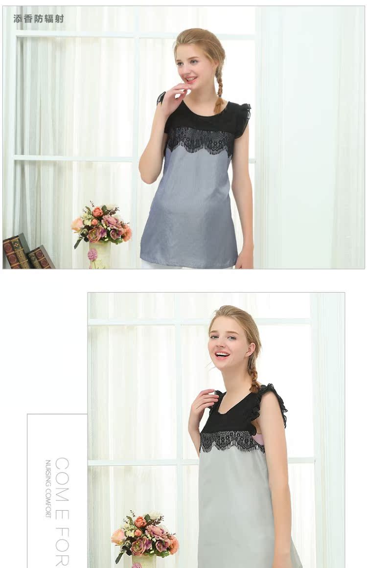 Thời trang phù hợp với trang phục bà bầu mang thai chính hãng máy tính sợi bạc để đi làm tạp dề bốn mùa áo bà bầu chống bức xạ thu đông
