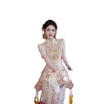 Hua Zuoyi (Yu Rou) High-end New Chinese Style Engagement Cheongsam Dress 2024 New Toast Wear Bride Summer
